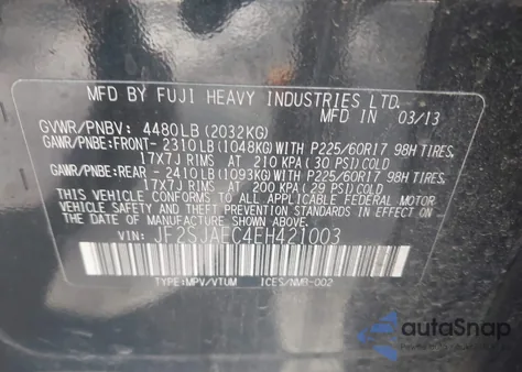 2014 Subaru Forester 2.5I Premium from USA, damaged, VIN JF2SJAEC4EH421003